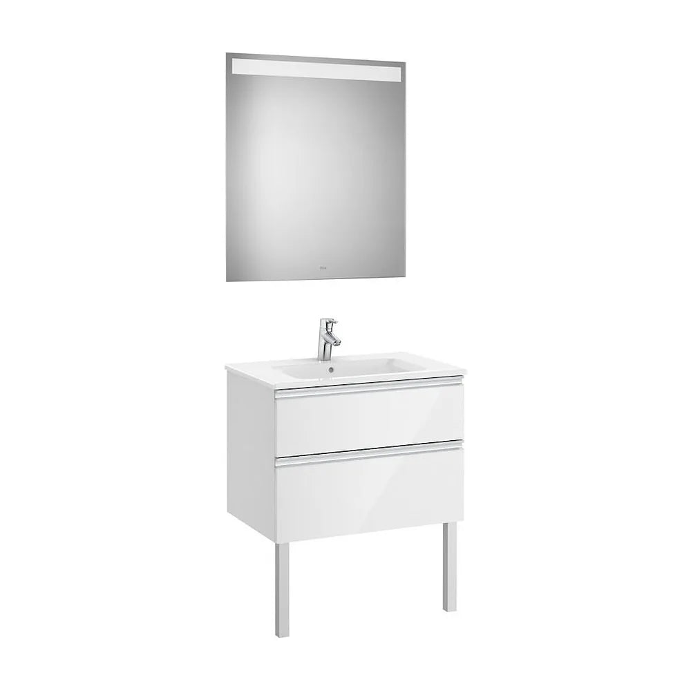 Conjunto de Baño con 2 Cajones de 70 cm Colección The Gap Blanco Brillo Roca - Vista 2