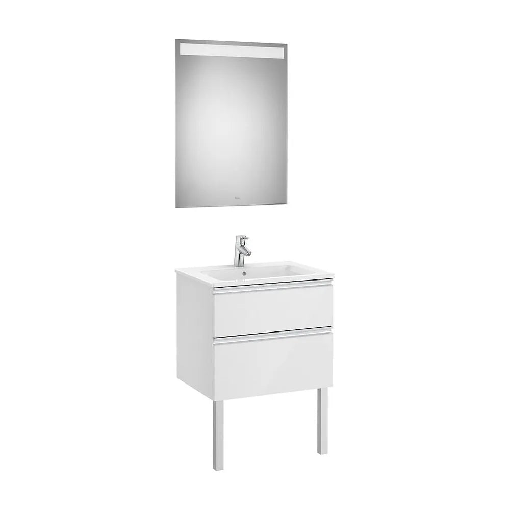 Conjunto de baño de 60 cm con dos cajones en acabado color blanco brillo Pack The Gap Roca - Vista 2