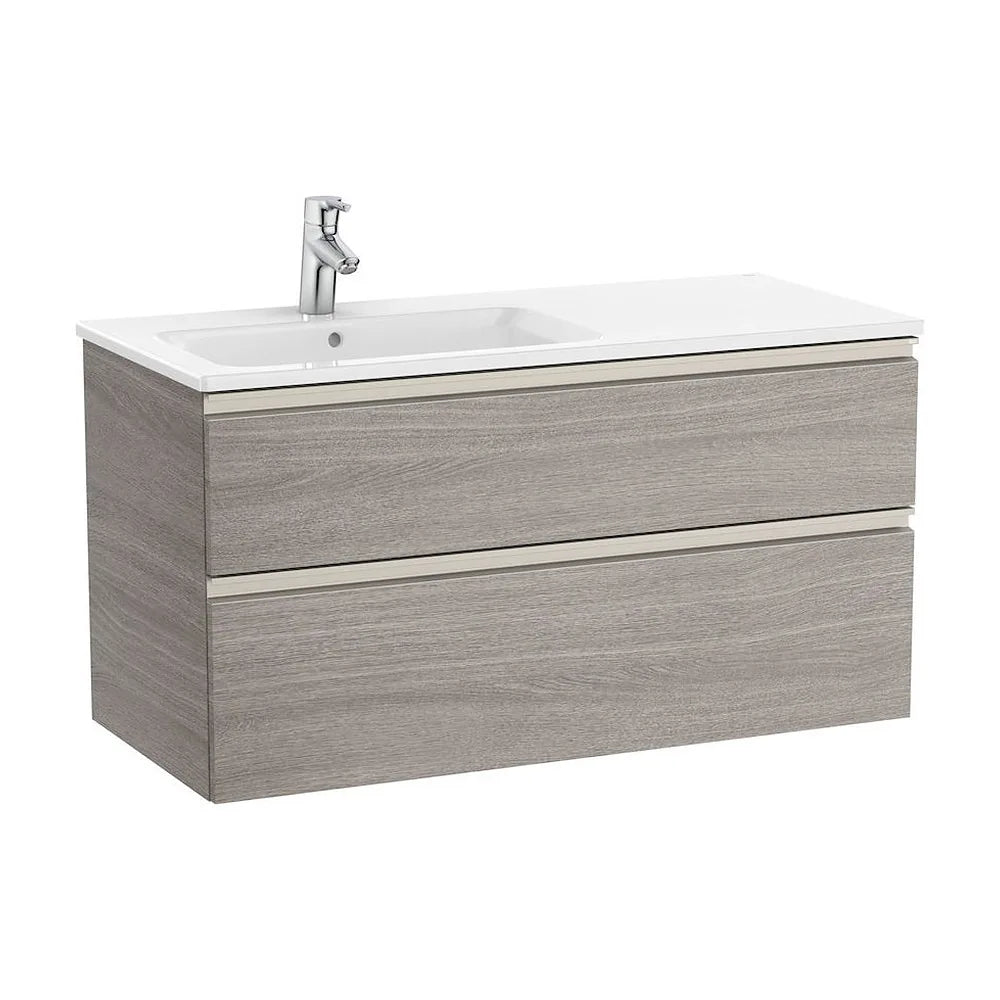 Mueble de baño de 100 cm de ancho con lavabo izquierdo en color roble Unik The Gap Roca - Vista 1