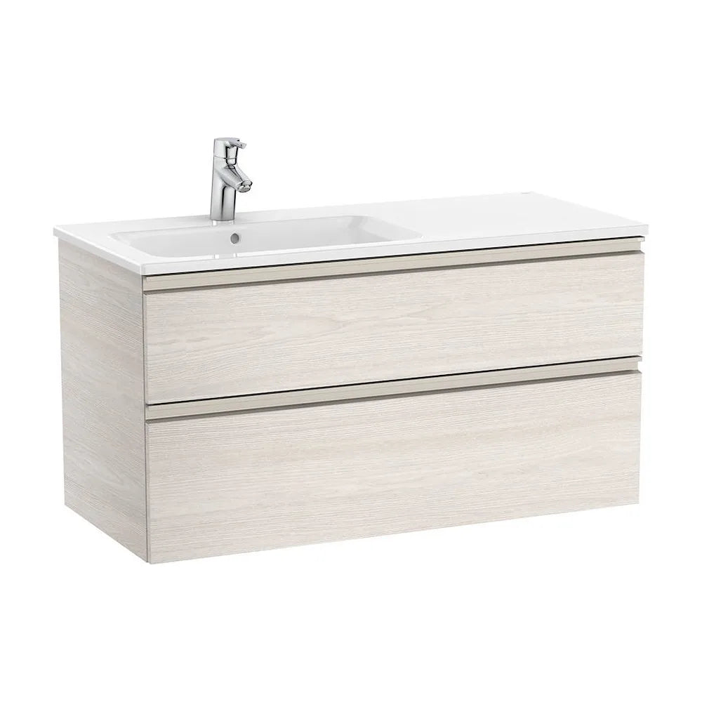 Mueble de baño de 100 cm de ancho con lavabo izquierdo en color fresno Unik The Gap Roca - Vista 1