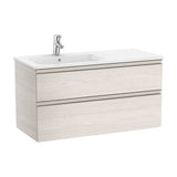 Mueble de baño de 100 cm de ancho con lavabo izquierdo en color fresno Unik The Gap Roca