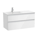 Mueble de baño de 100 cm con lavabo izquierdo color blanco brillo Unik The Gap Roca