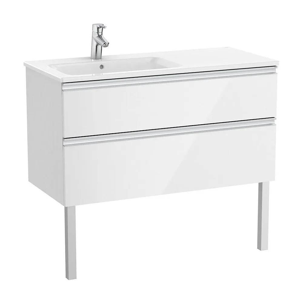 Mueble de baño de 100 cm con lavabo izquierdo color blanco brillo Unik The Gap Roca - Vista 2