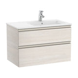 Bathroom Vanity Unit con 2 Cajones y Lavabo Derecho Unik de 80 cm Colección The Gap Fresno Roca