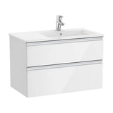 Mueble de baño de 80 cm con lavabo derecho color blanco brillo Unik The Gap Roca