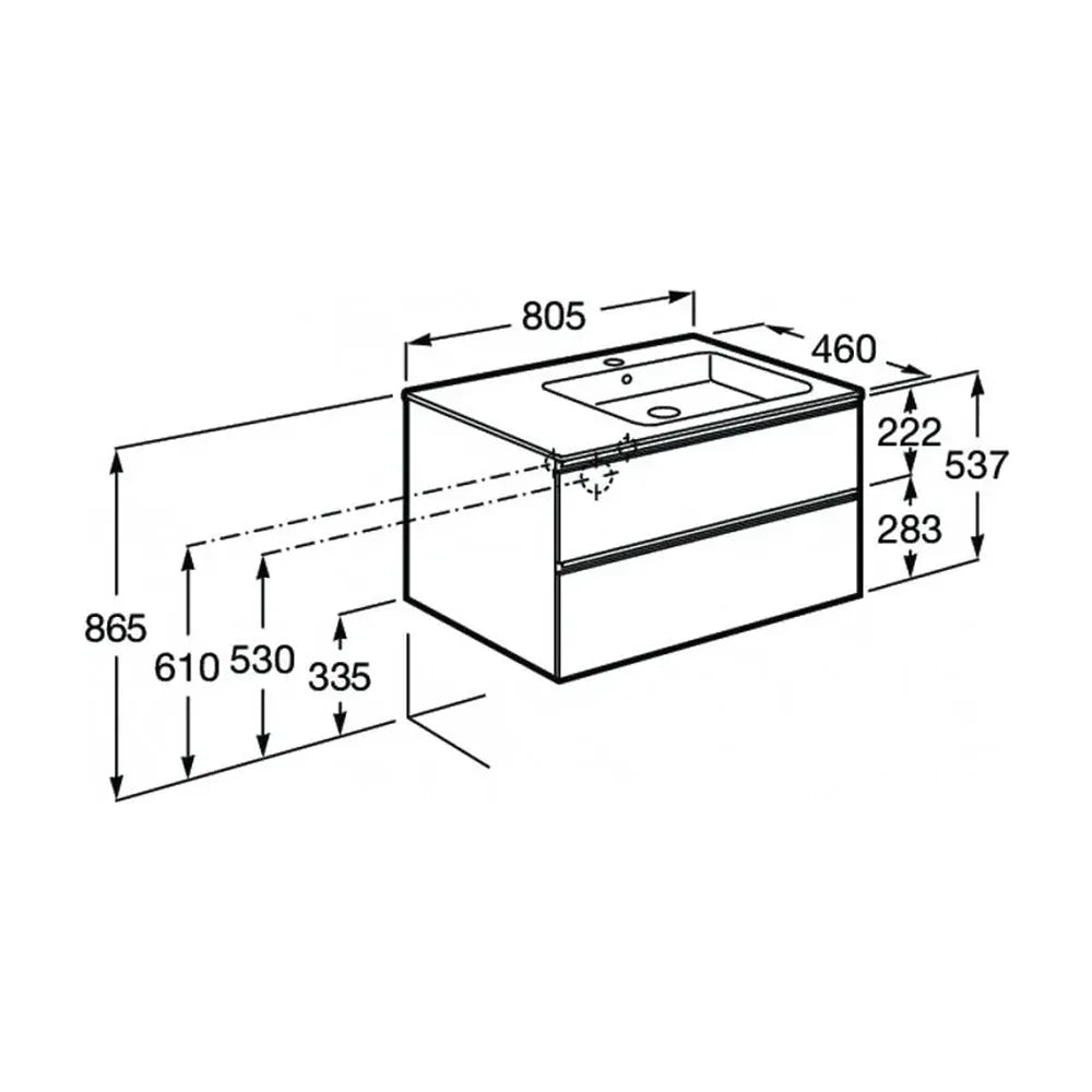 Mueble de Baño con Lavabo Izquierdo Unik de 80 cm Colección The Gap Roble Roca - Vista 8