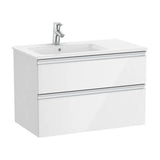 Móvel de casa de banho de 80 cm de largura com lavatório esquerdo Branco brilhante Unik The Gap Roca