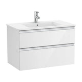 Mueble de baño de 80 cm de ancho con lavabo central color blanco brillo Unik The Gap Roca