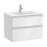 Meuble de salle de bains de 70 cm avec bac central couleur blanc brillant Unik The Gap Roca
