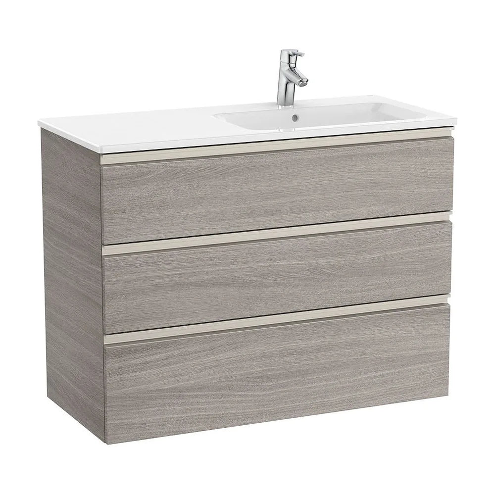 Mueble de baño de 100 cm de ancho con lavabo derecho color roble Unik The Gap Roca - Vista 1