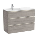 Mobile Bagno Sospeso con Lavabo Sinistro Effetto Rovere 3 Cassetti Chiusura Ammortizzata The Gap 100 cm Roca