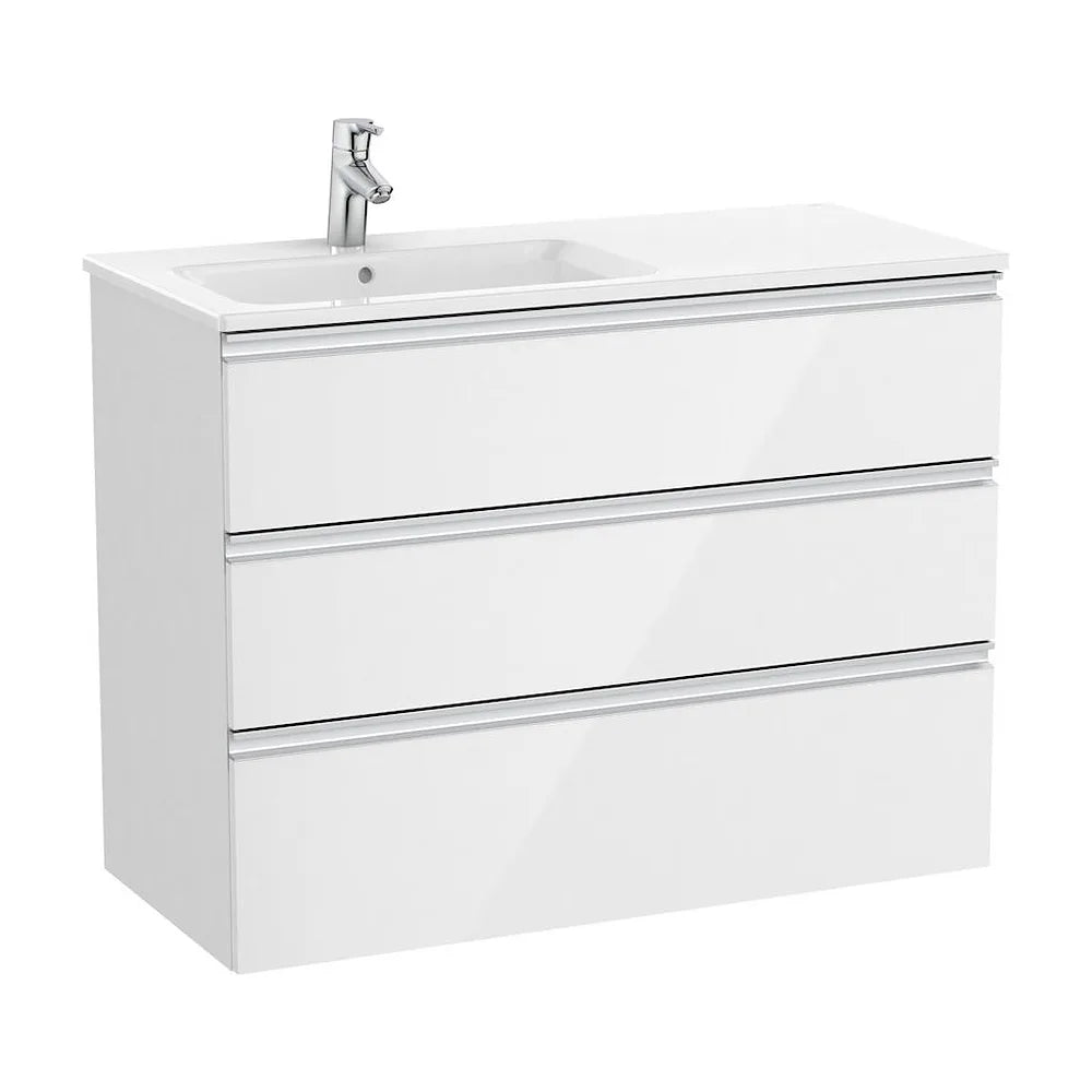 Mueble de baño de 100 cm con lavabo izquierdo en color blanco brillo Unik The Gap Roca - Vista 1
