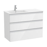 Bathroom Vanity Unit Left-Hand Washbasin Unik The Gap 100cm Gloss White Roca