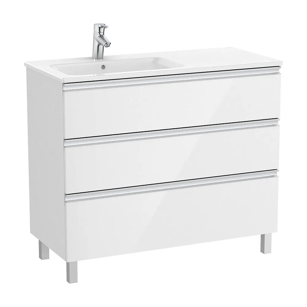 Mueble de baño de 100 cm con lavabo izquierdo en color blanco brillo Unik The Gap Roca - Vista 2