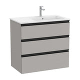 Bathroom Vanity Unit with Basin Derecho en Color Gris Mate Unik de 80 cm Colección The Gap Roca