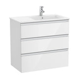 Móvel para Casa de Banho Com Lavatório Direito Cor Branco Brilhante Unik The Gap 80 cm Roca