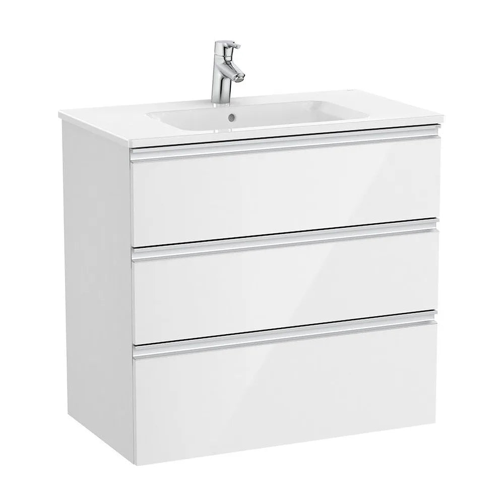 Mueble de baño de 80 cm con lavabo central en color blanco brillo Unik The Gap Roca - Vista 1