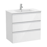 Mueble de baño de 80 cm con lavabo central en color blanco brillo Unik The Gap Roca