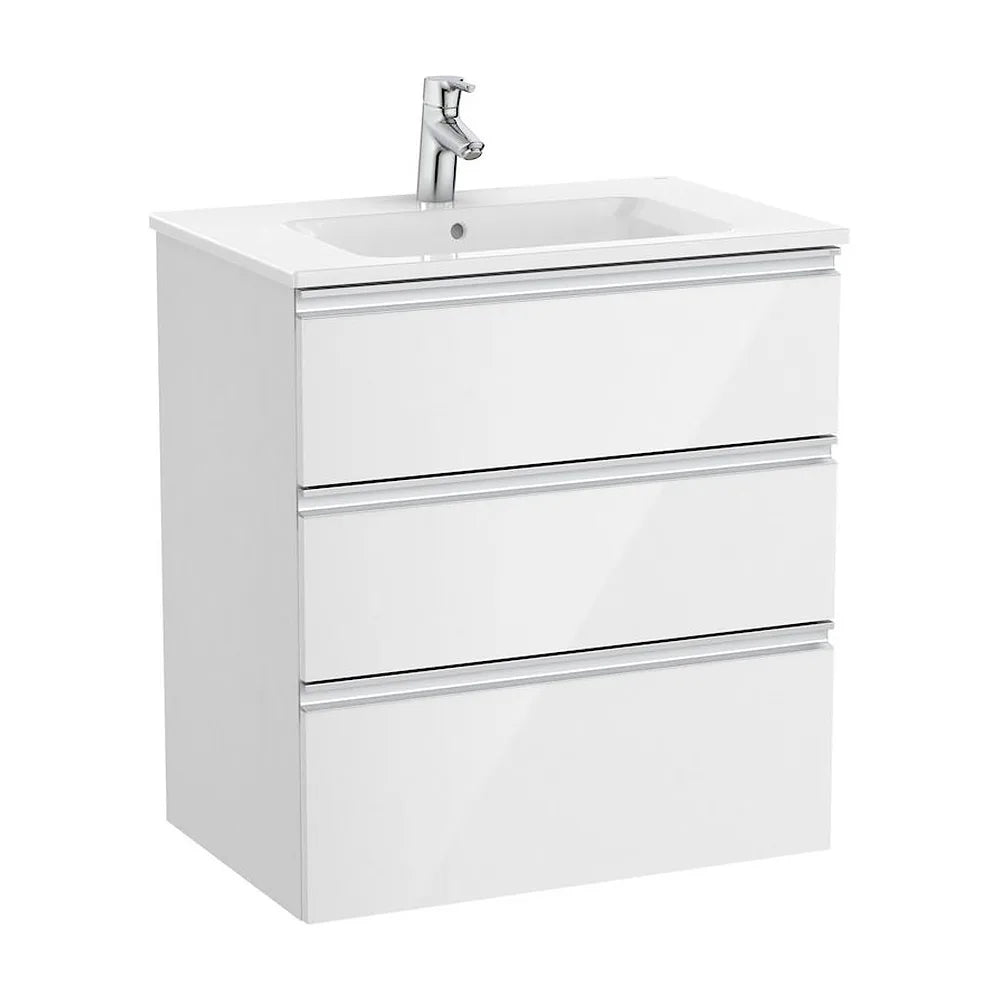 Mueble de baño de 70 cm con lavabo central en color blanco brillo Unik The Gap Roca - Vista 1