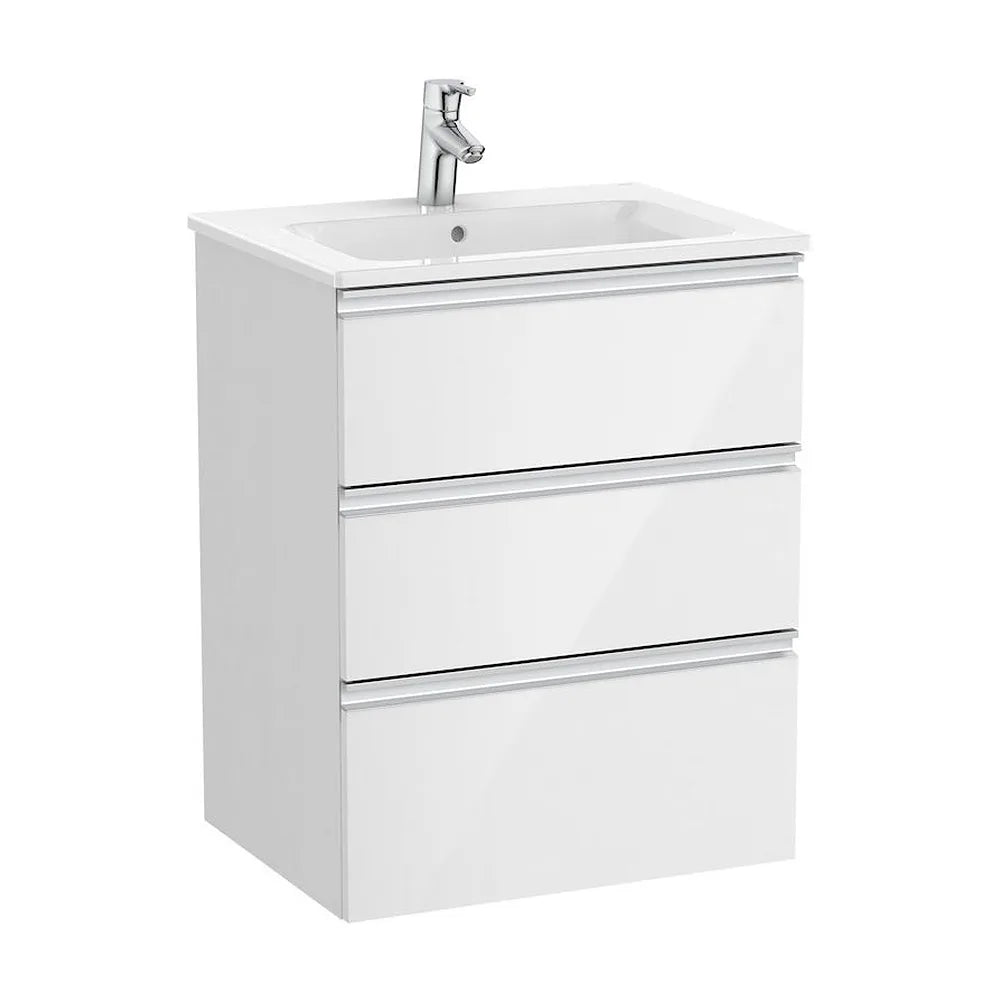 Mueble de Baño con Lavabo Central Unik de 60 cm Colección The Gap Blanco Brillo Roca - Vista 1