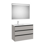 Mobile Da Bagno Sospeso Lavabo Sinistro Grigio Opaco 3 Cassetti con Chiusura Ammortizzata de 100 cm Colección The Gap Roca