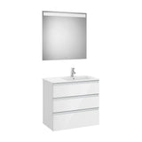 Conjunto para Casa de Banho Com Lavatório Direito Cor Branco Brilhante de 80 cm Colección The Gap Roca
