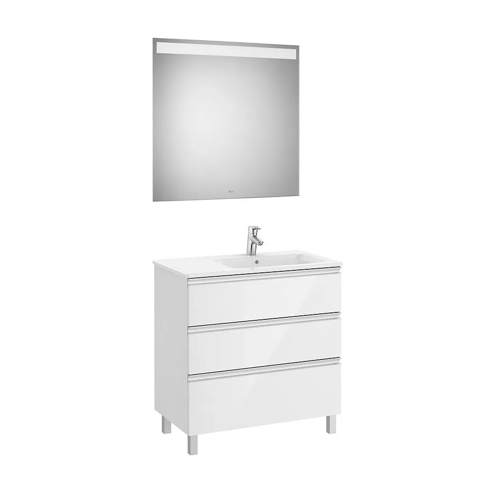 Conjunto de Baño con Lavabo Derecho de 80 cm Colección The Gap Blanco Brillo Roca - Vista 2
