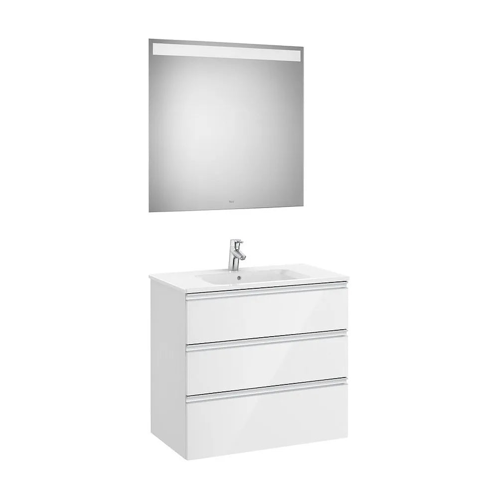 Conjunto de Baño con Lavabo Central de 80 cm Colección The Gap Blanco Brillo Roca - Vista 1