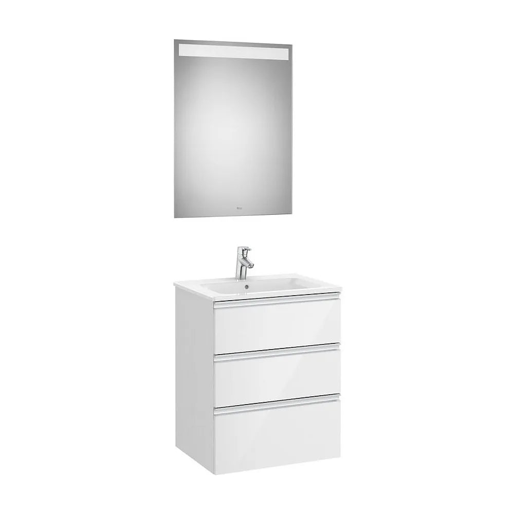 Conjunto de Baño con Lavabo Central de 60 cm Colección The Gap Blanco Brillo Roca - Vista 1