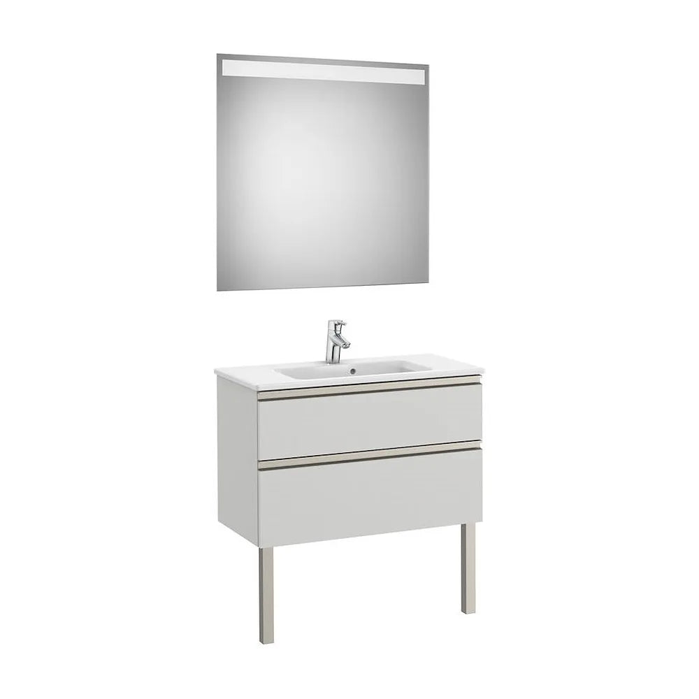 Conjunto de Baño Compacto con Lavabo Central Color Gris Ártico de 80 cm Colección The Gap Roca - Vista 2