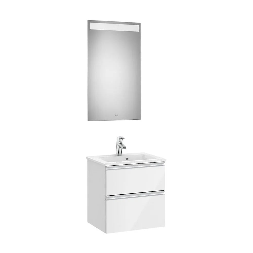 Conjunto de baño compacto de 50 cm con lavabo central color blanco brillo Pack The Gap Roca - Vista 1