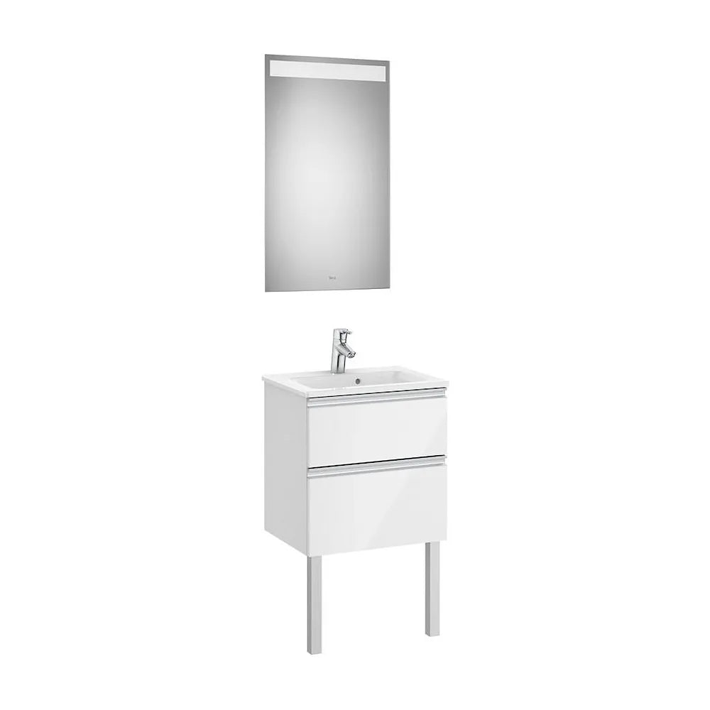 Conjunto de baño compacto de 50 cm con lavabo central color blanco brillo Pack The Gap Roca - Vista 2
