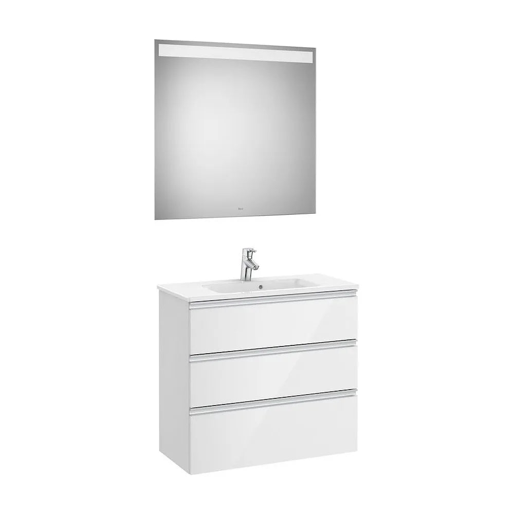 Conjunto de Baño Compacto con Lavabo Central de 80 cm Colección The Gap Blanco Brillo Roca - Vista 1