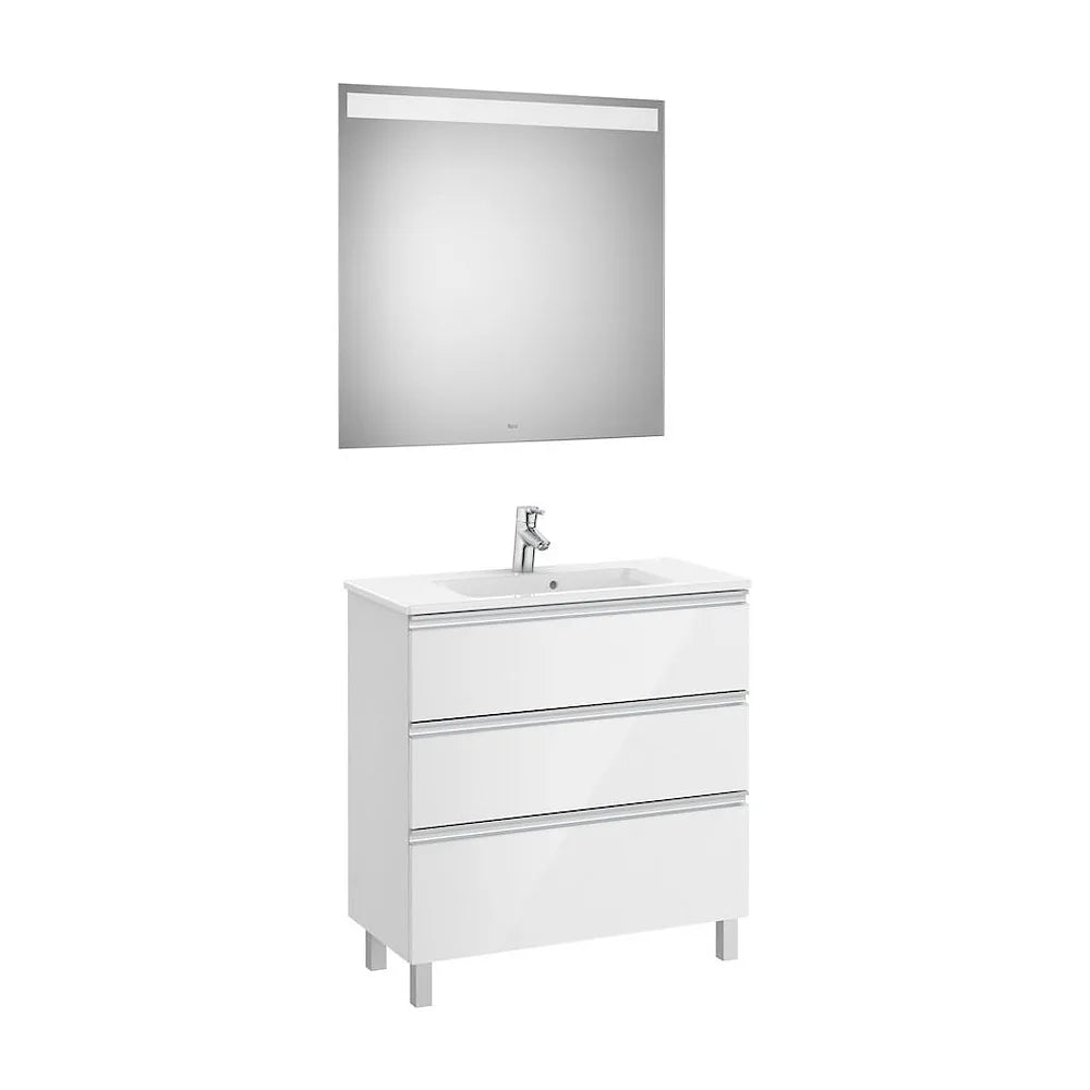 Conjunto de Baño Compacto con Lavabo Central de 80 cm Colección The Gap Blanco Brillo Roca - Vista 2