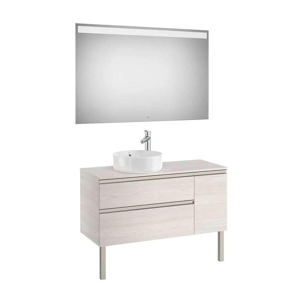 Mueble de baño con lavabo y espejo LED de 110 cm acabado fresno Pack The Gap Roca - Vista 2