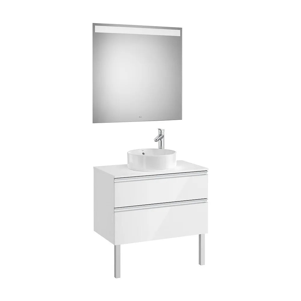Mueble de Baño con Lavabo con Espejo Led de 80 cm Colección The Gap Blanco Brillo Roca - Vista 2