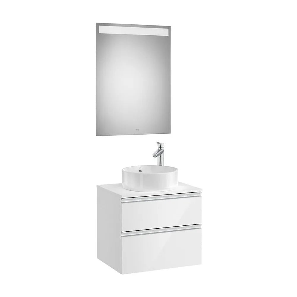 Mueble de Baño con Lavabo con Espejo Led de 60 cm Colección The Gap Blanco Brillo Roca - Vista 1