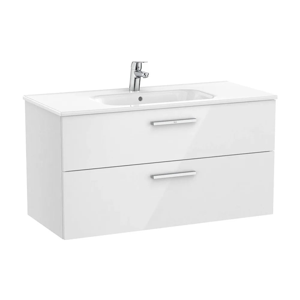 Mueble de baño de 100 cm con lavabo central color blanco brillo Unik Victoria Roca - Vista 1
