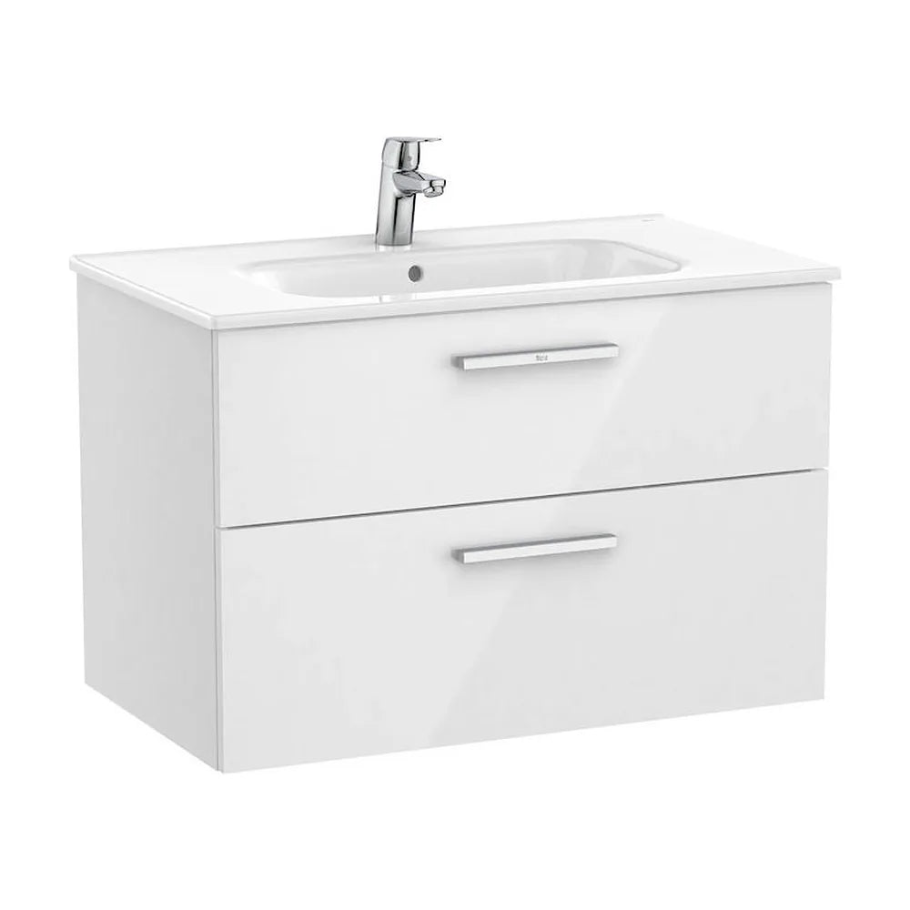 Mueble de baño de 80 cm con lavabo central color blanco brillo Unik Victoria Roca - Vista 1