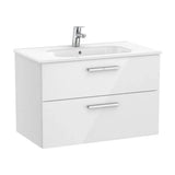 Bathroom Vanity Unit with Basin Central Victoria de 80 cm Colección Unik Gloss White Roca