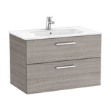 Mueble de baño de 80 cm de ancho con lavabo central color roble city texturizado Unik Victoria Roca