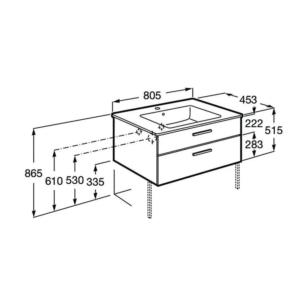 Mueble de Baño con Lavabo Central Victoria de 80 cm Colección Unik Fresno Roca - Vista 8