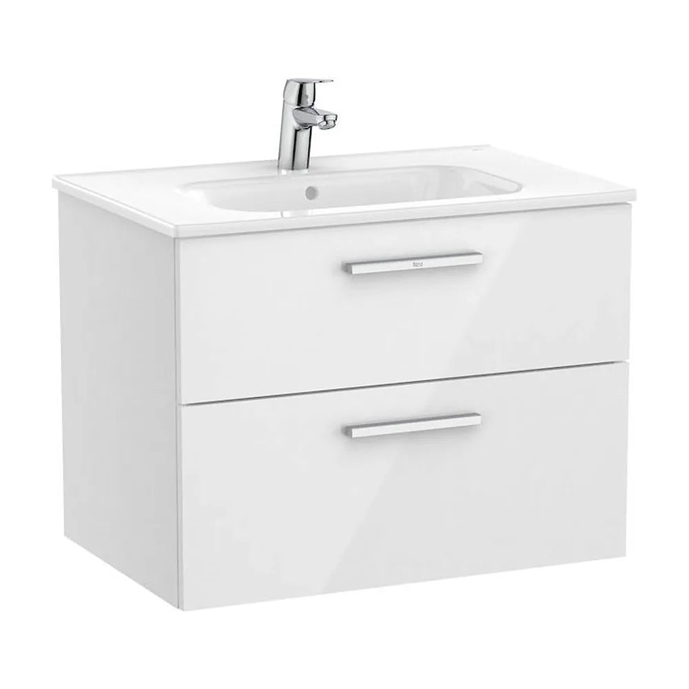 Mueble de baño de 70 cm con lavabo central color blanco brillo Unik Victoria Roca - Vista 1