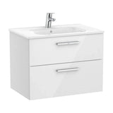 Móvel de casa de banho de 70 cm com lavatório central cor Branco brilho Unik Victoria Roca