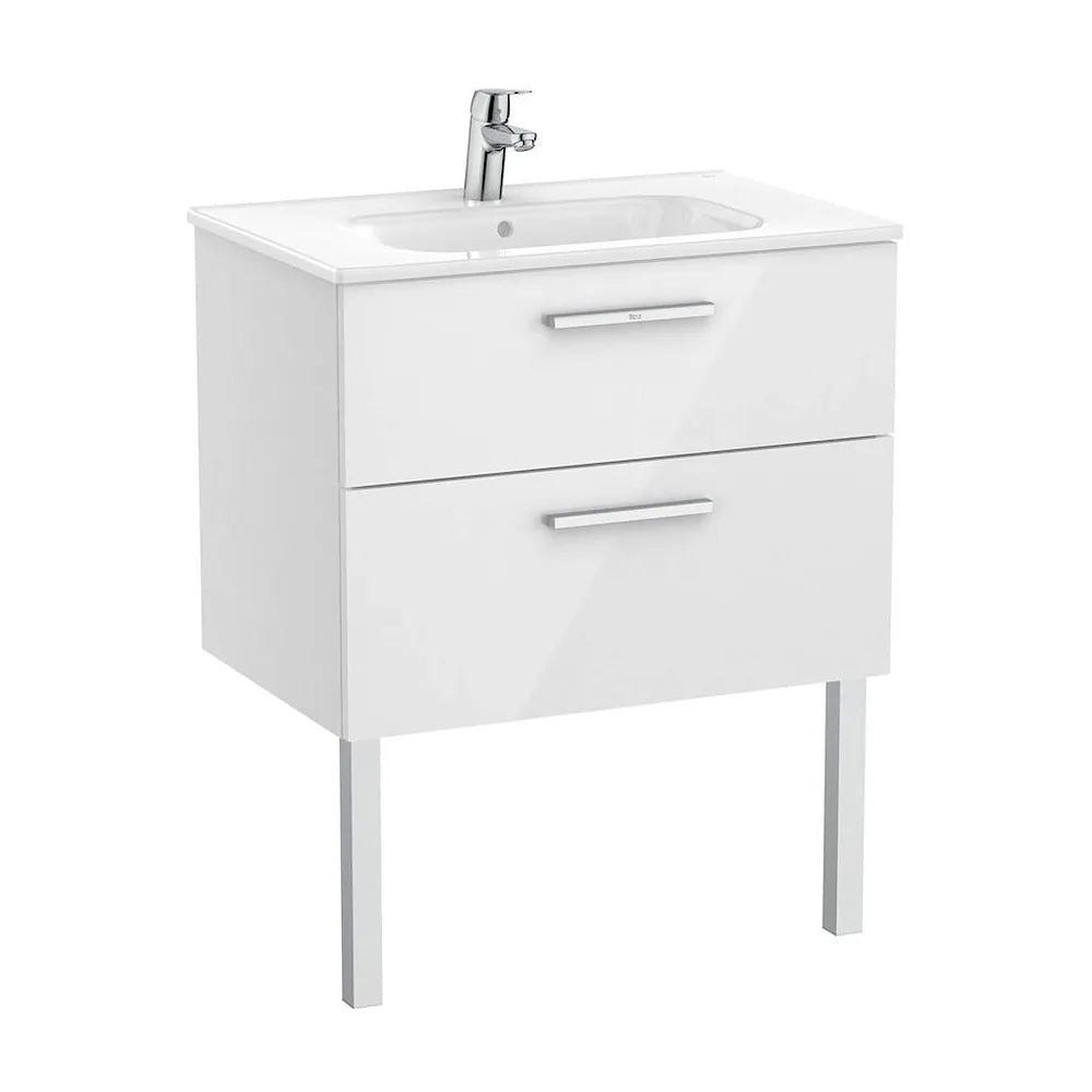 Mueble de baño de 70 cm con lavabo central color blanco brillo Unik Victoria Roca - Vista 2