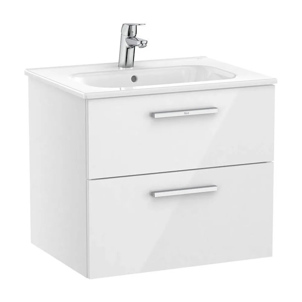 Mueble de baño de 60 cm con lavabo central color blanco brillo Unik Victoria Roca - Vista 1