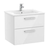 Móvel de casa de banho de 60 cm com lavatório central cor Branco brilho Unik Victoria Roca