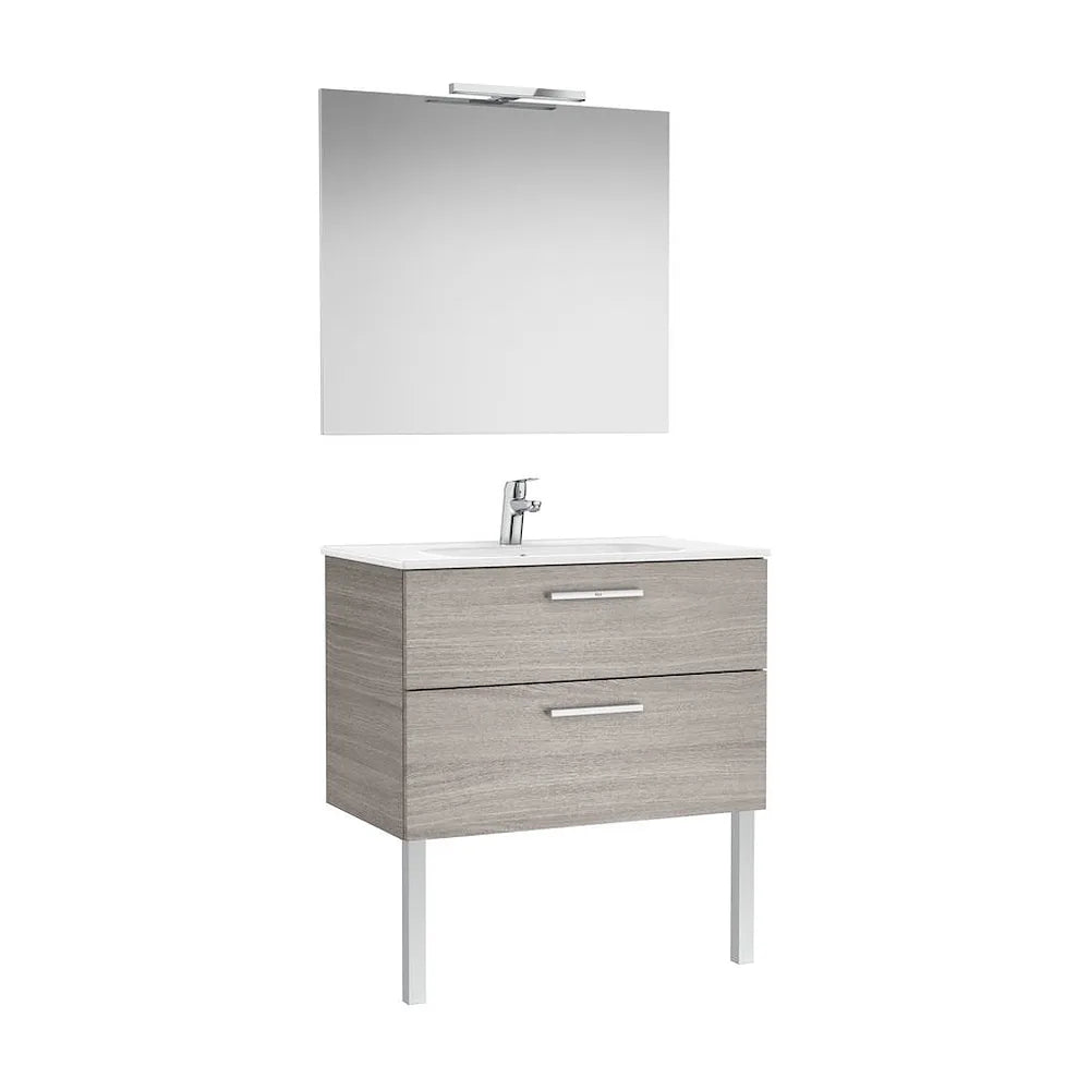Conjunto de baño suspendido de 80 cm con un acabado en color roble Pack Victoria Roca - Vista 2