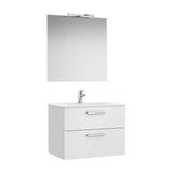 Conjunto de baño suspendido de 70 cm con un acabado en color blanco brillo Pack Victoria Roca