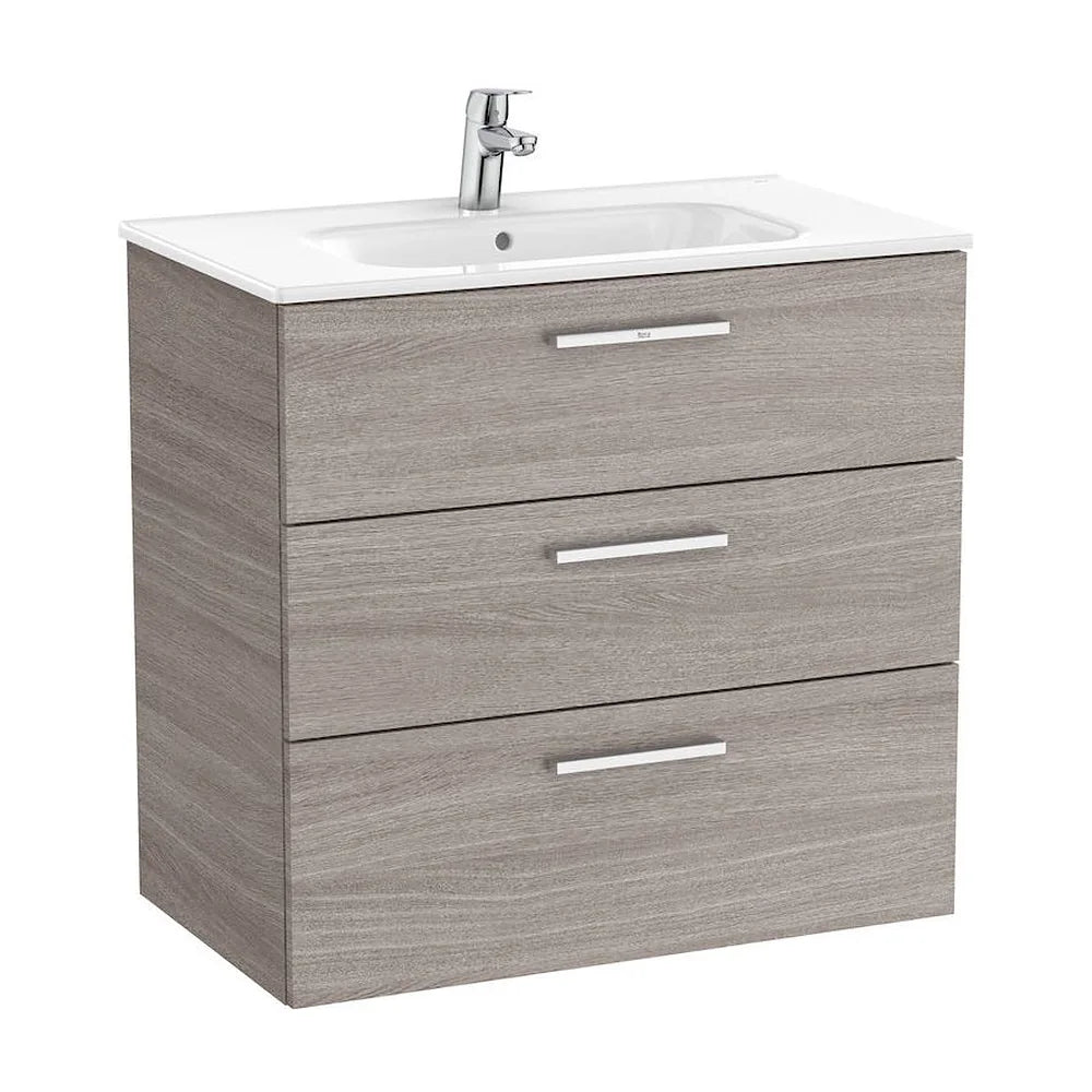 Mueble de baño con lavabo de 80 cm de ancho en color roble Unik Family Victoria Roca - Vista 1